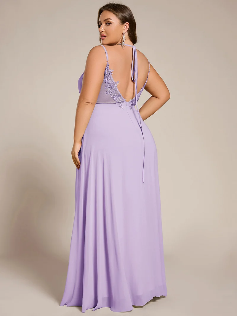 ever RUBY|Robe de soirée en mousseline et dentelle dos nu bretelles fines