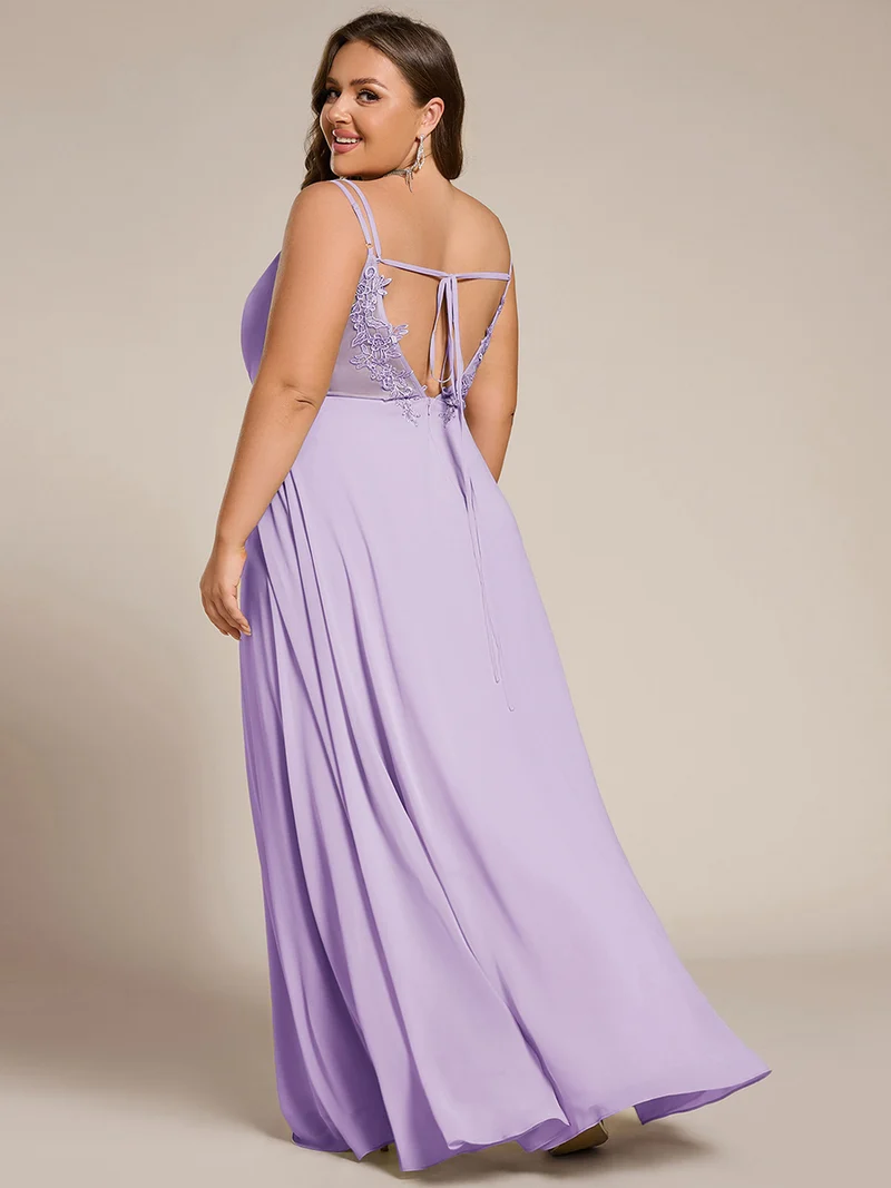 ever RUBY|Robe de soirée en mousseline et dentelle dos nu bretelles fines