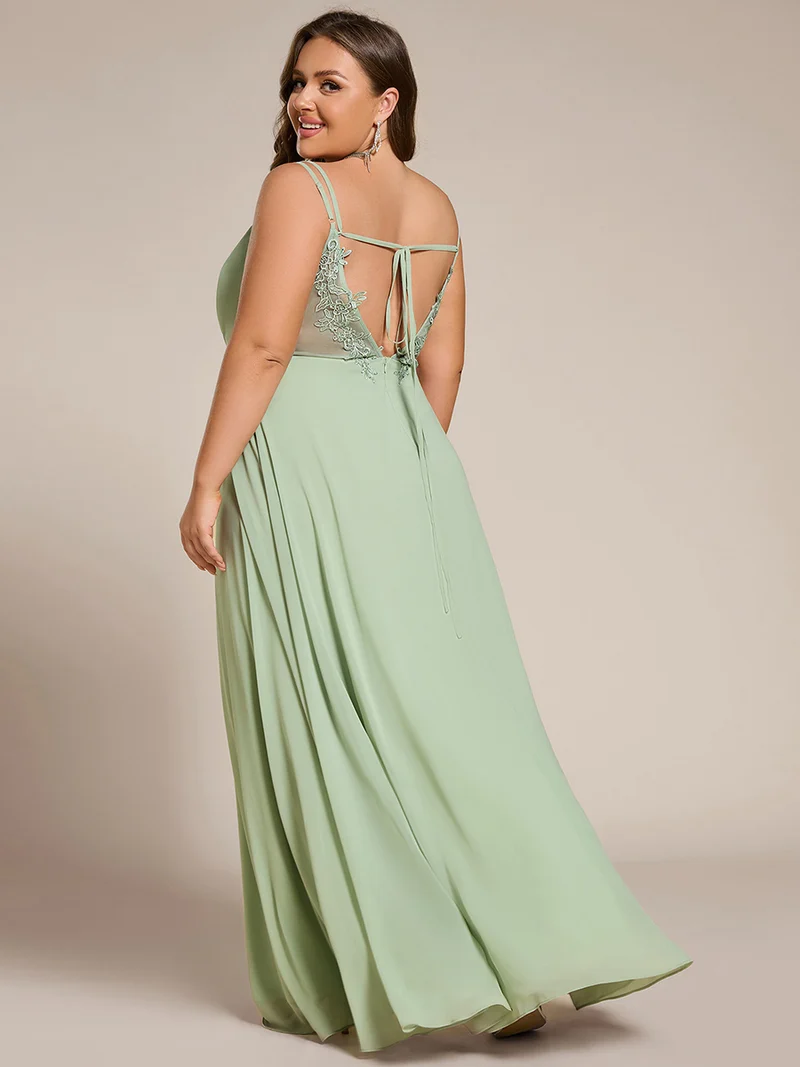 ever RUBY|Robe de soirée en mousseline et dentelle dos nu bretelles fines