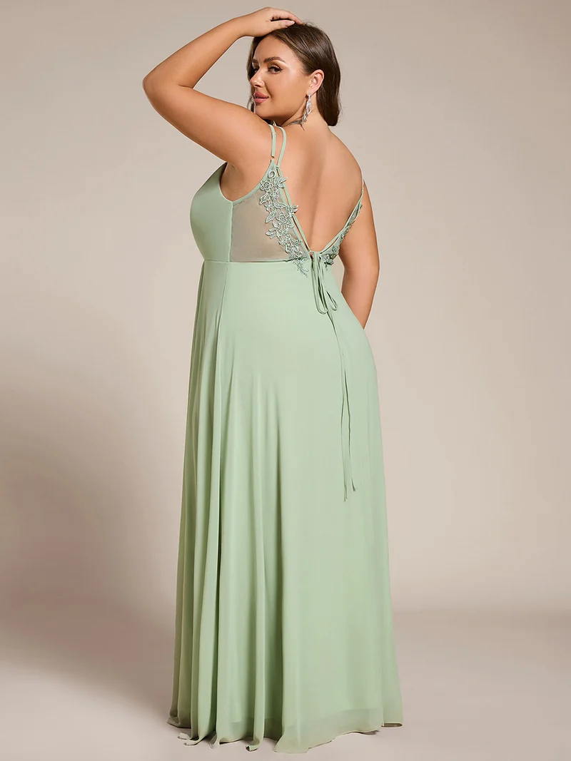 ever RUBY|Robe de soirée en mousseline et dentelle dos nu bretelles fines