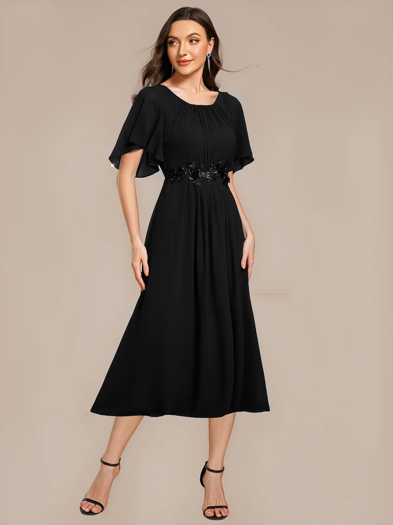 ever PORTIA|Robe dinvite de mariage trapèze à manches courtes avec appliqués plissés