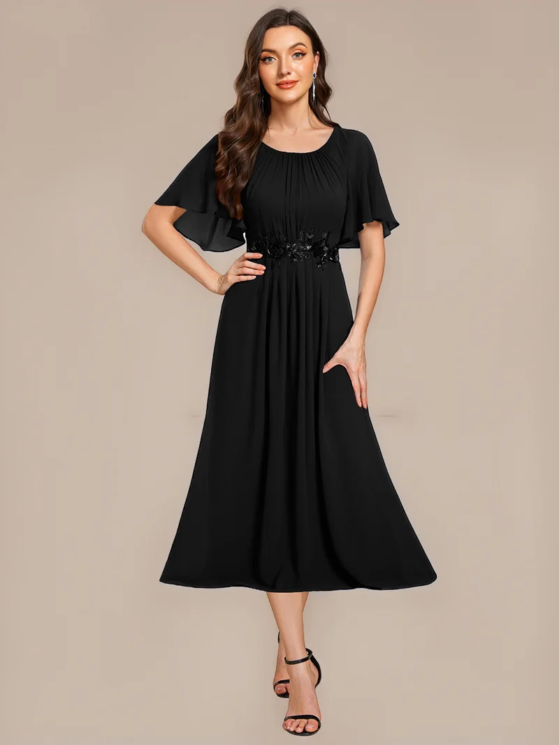 ever PORTIA|Robe dinvite de mariage trapèze à manches courtes avec appliqués plissés