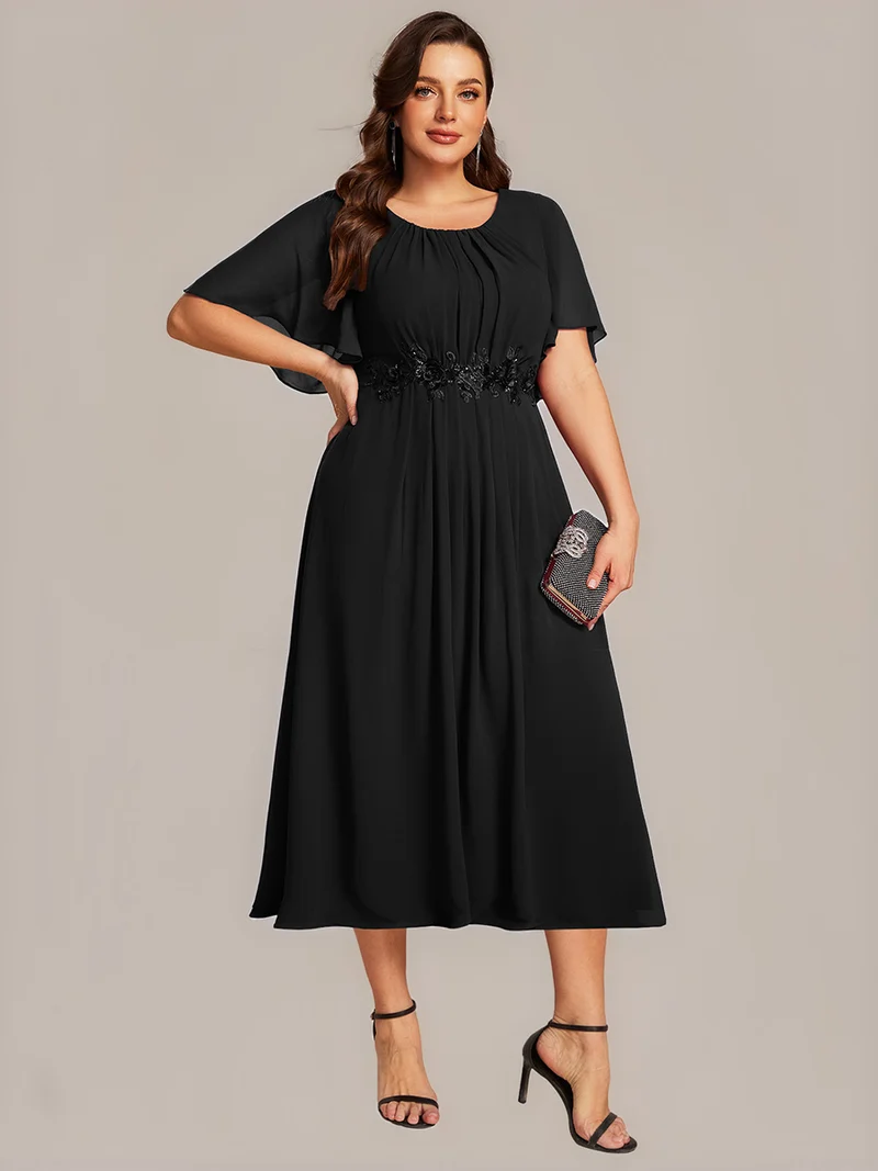 ever PORTIA|Robe dinvite de mariage trapèze à manches courtes avec appliqués plissés