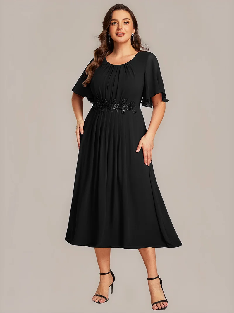 ever PORTIA|Robe dinvite de mariage trapèze à manches courtes avec appliqués plissés