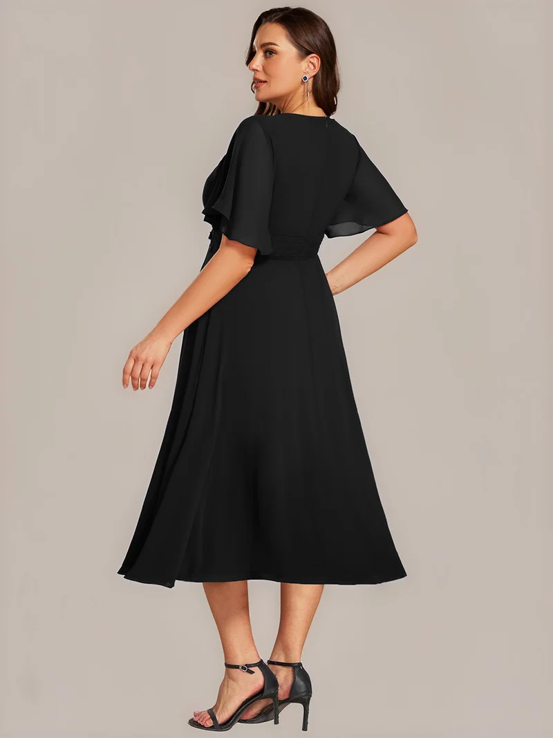 ever PORTIA|Robe dinvite de mariage trapèze à manches courtes avec appliqués plissés