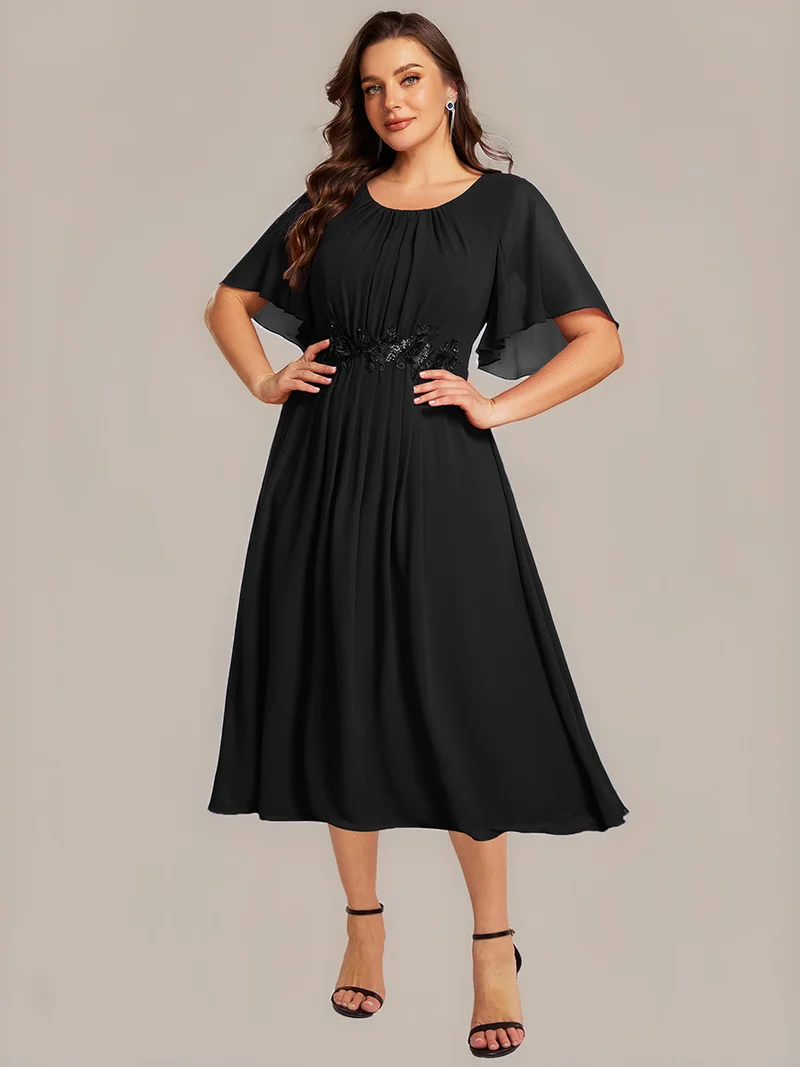 ever PORTIA|Robe dinvite de mariage trapèze à manches courtes avec appliqués plissés