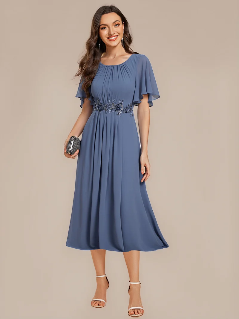 ever PORTIA|Robe dinvite de mariage trapèze à manches courtes avec appliqués plissés