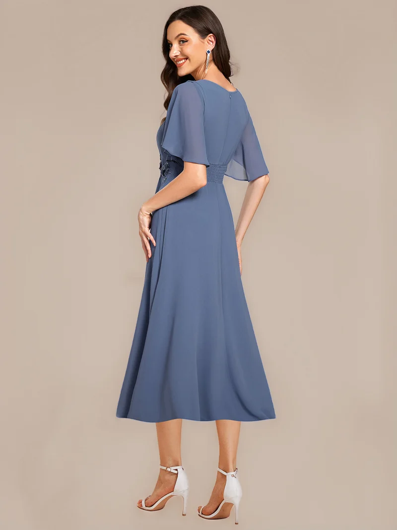 ever PORTIA|Robe dinvite de mariage trapèze à manches courtes avec appliqués plissés