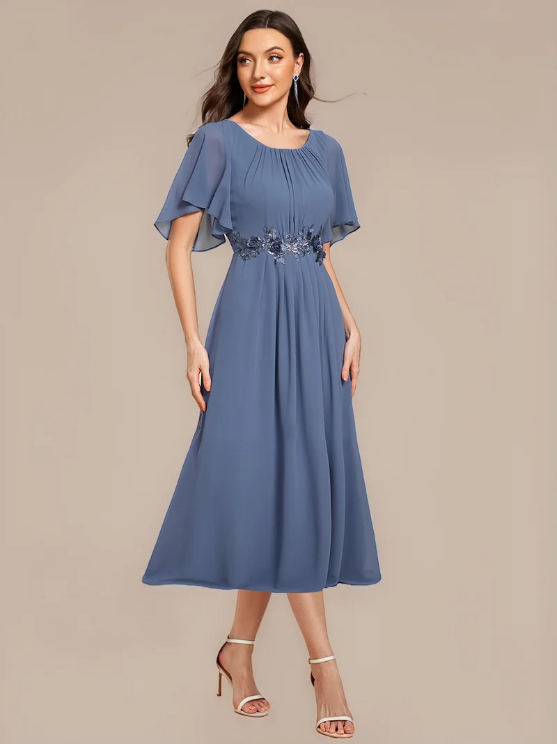 ever PORTIA|Robe dinvite de mariage trapèze à manches courtes avec appliqués plissés