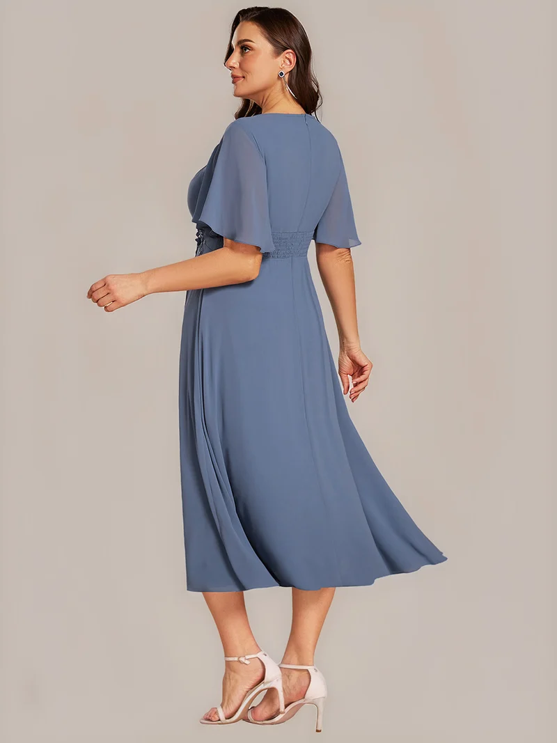 ever PORTIA|Robe dinvite de mariage trapèze à manches courtes avec appliqués plissés