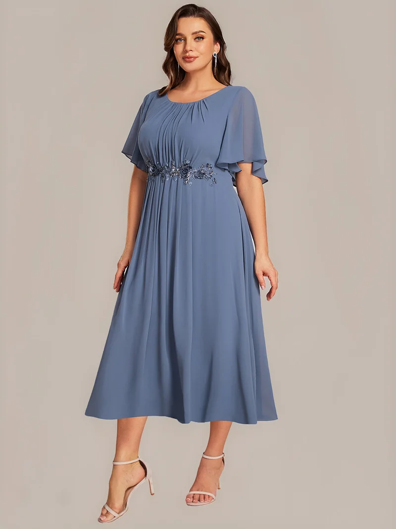 ever PORTIA|Robe dinvite de mariage trapèze à manches courtes avec appliqués plissés