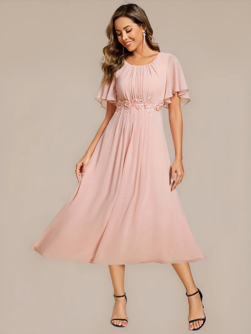ever PORTIA|Robe dinvite de mariage trapèze à manches courtes avec appliqués plissés
