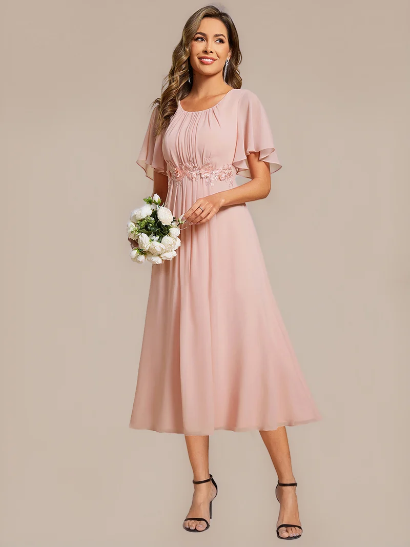 ever PORTIA|Robe dinvite de mariage trapèze à manches courtes avec appliqués plissés