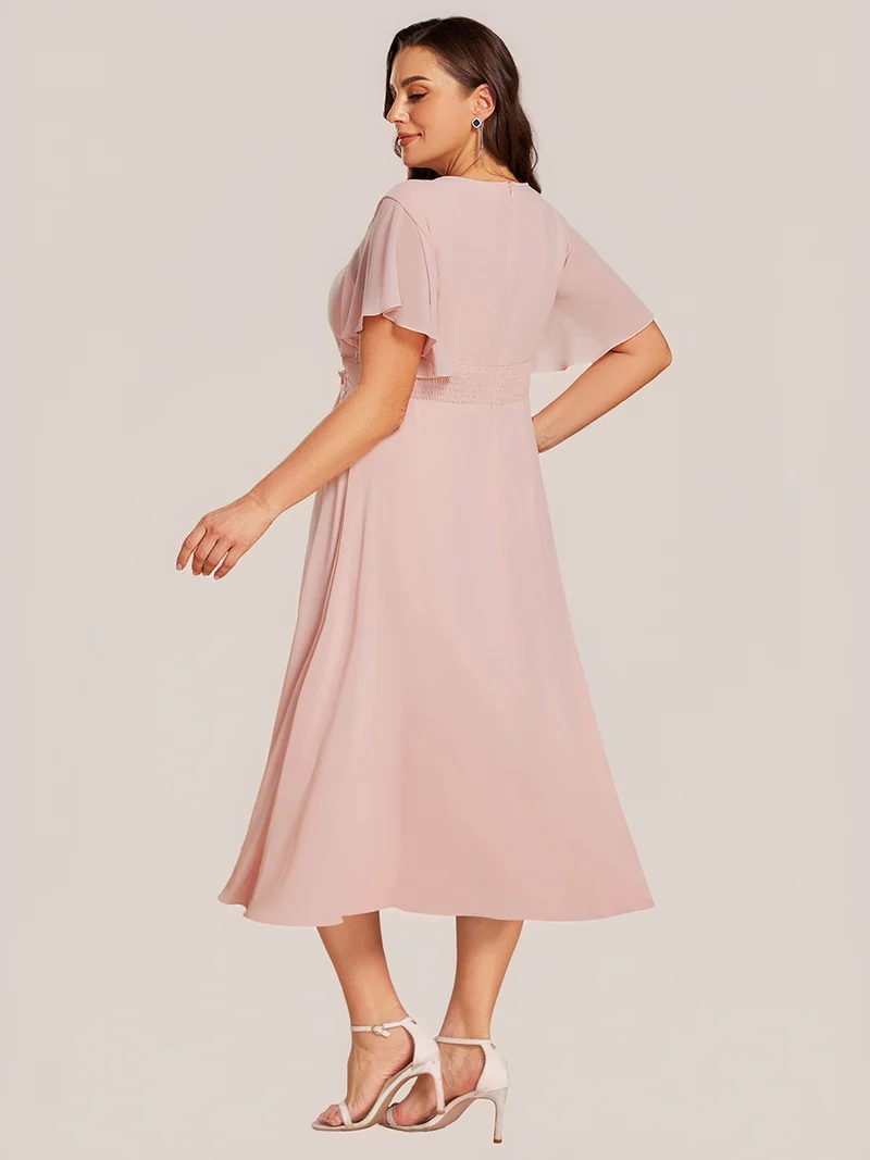 ever PORTIA|Robe dinvite de mariage trapèze à manches courtes avec appliqués plissés
