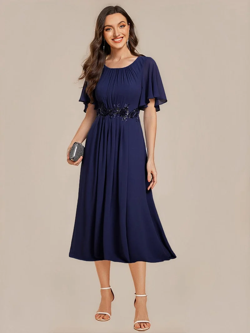 ever PORTIA|Robe dinvite de mariage trapèze à manches courtes avec appliqués plissés