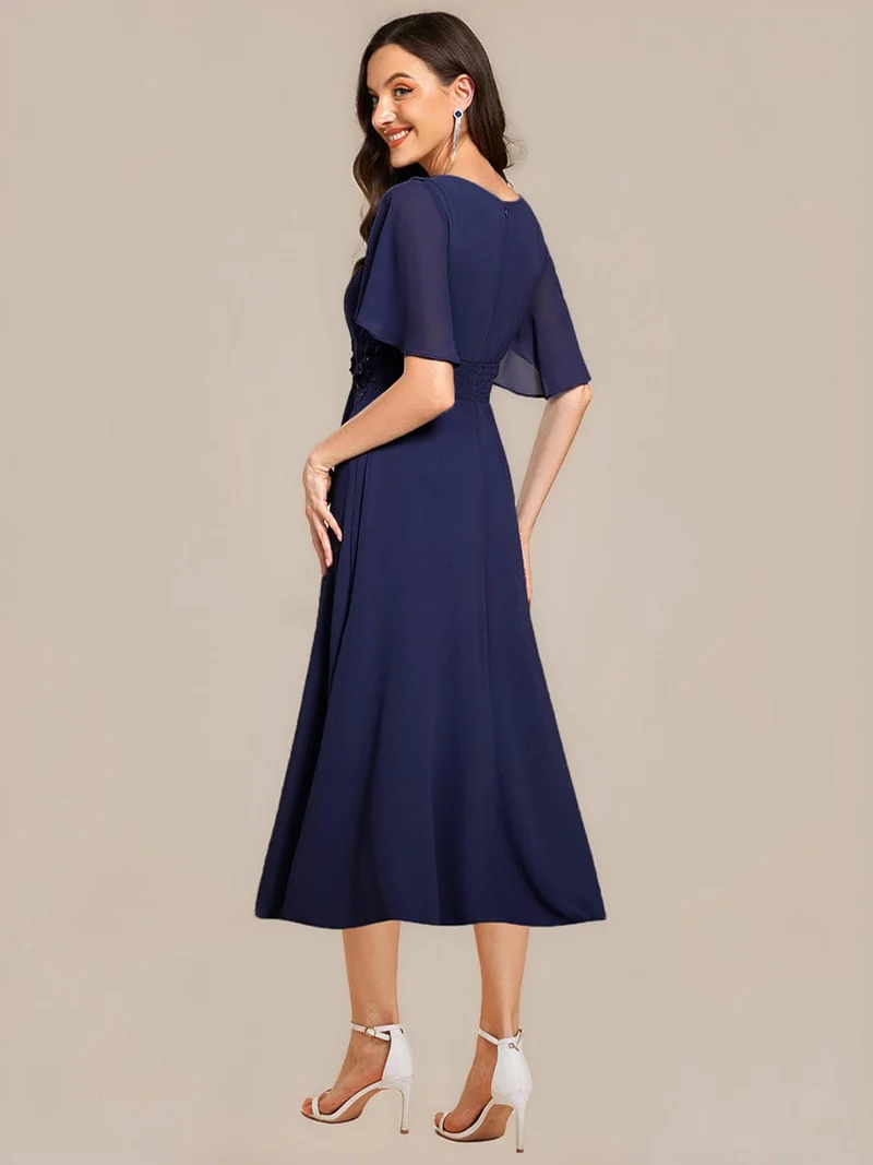 ever PORTIA|Robe dinvite de mariage trapèze à manches courtes avec appliqués plissés