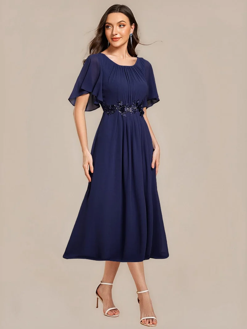 ever PORTIA|Robe dinvite de mariage trapèze à manches courtes avec appliqués plissés