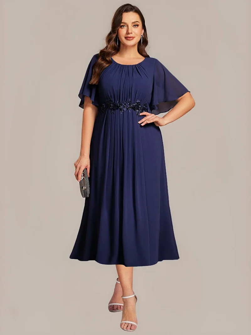 ever PORTIA|Robe dinvite de mariage trapèze à manches courtes avec appliqués plissés