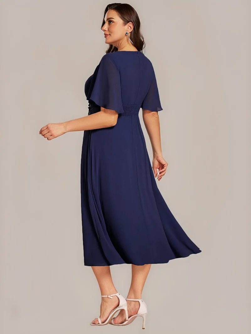 ever PORTIA|Robe dinvite de mariage trapèze à manches courtes avec appliqués plissés