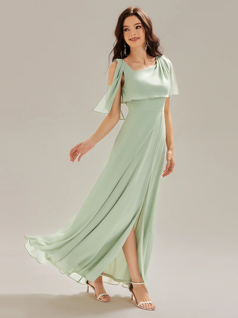 ever SABRINA|Robe de soirée longue à décolleté halter sans manches et fente haute