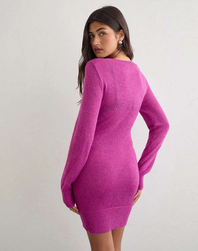 Mini-robe Haniko en maille transparente fuchsia