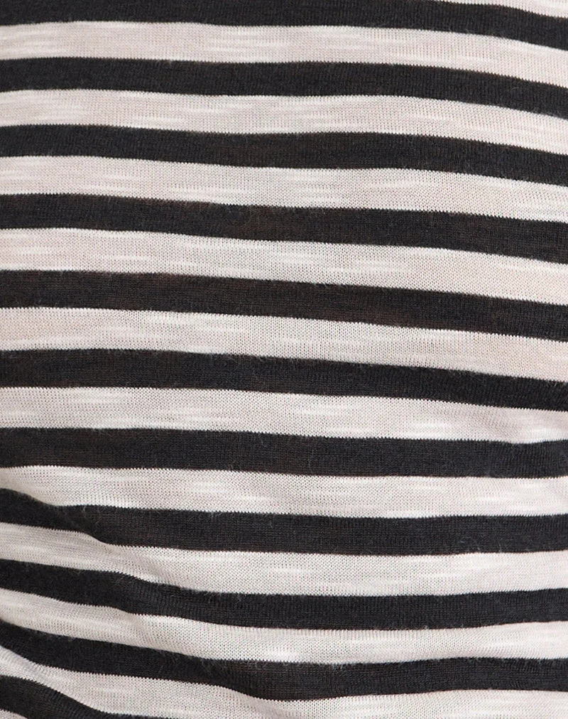 Haut asymétrique Danama en jersey transparent à rayures noires et blanches