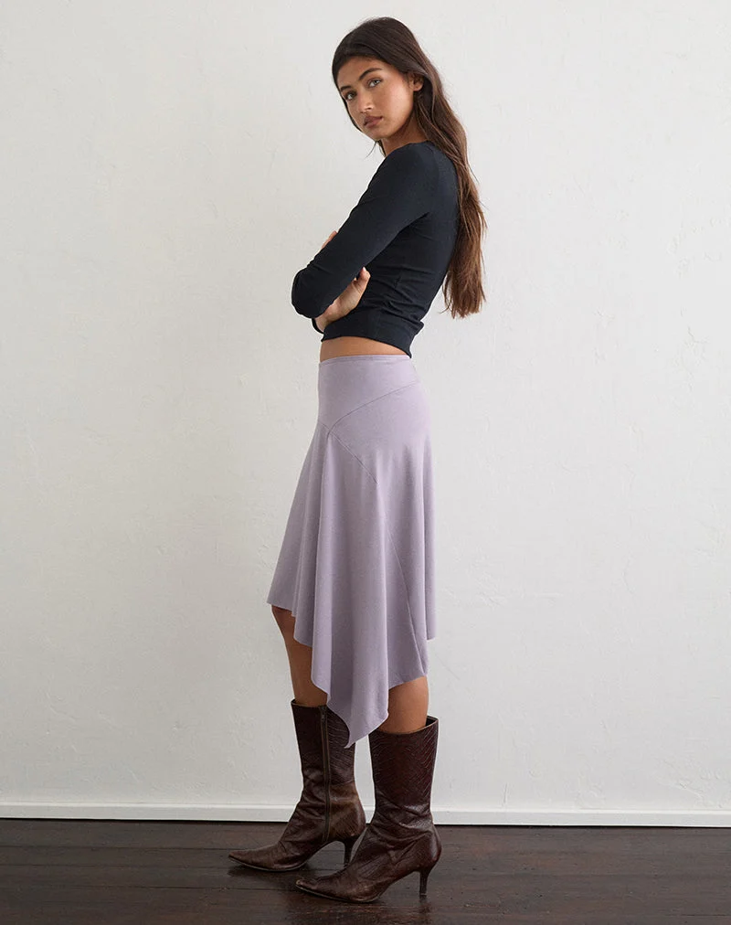 Jupe mi-longue Bilur Waterfall, couleur gris lavande