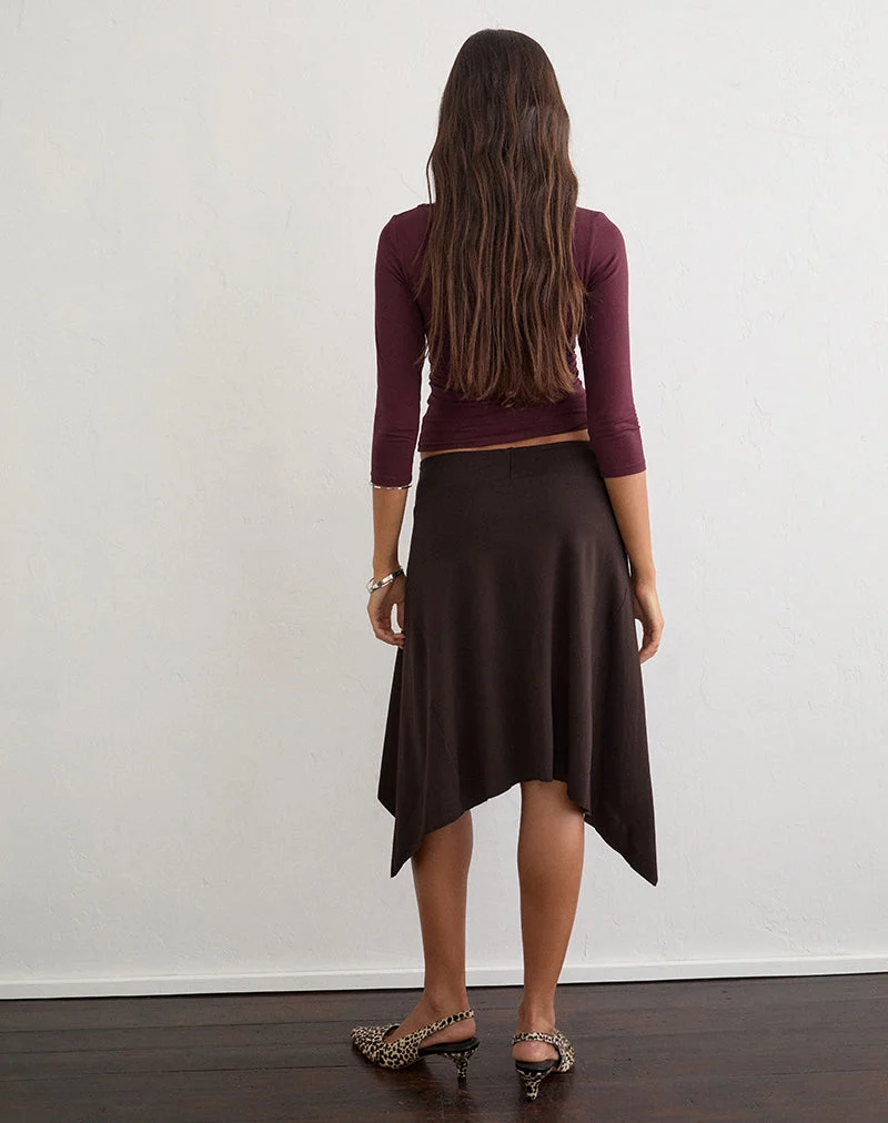 Jupe mi-longue Bilur Waterfall, couleur chocolat