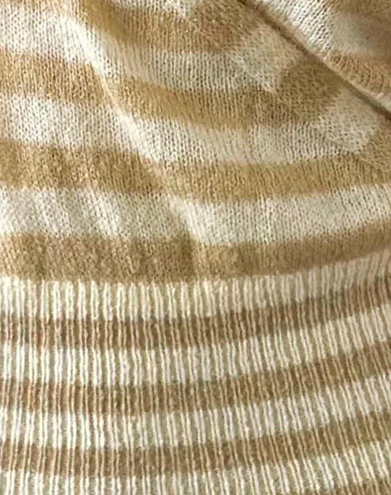 Haut croisé Nilza en maille à rayures classiques, couleur crème naturel