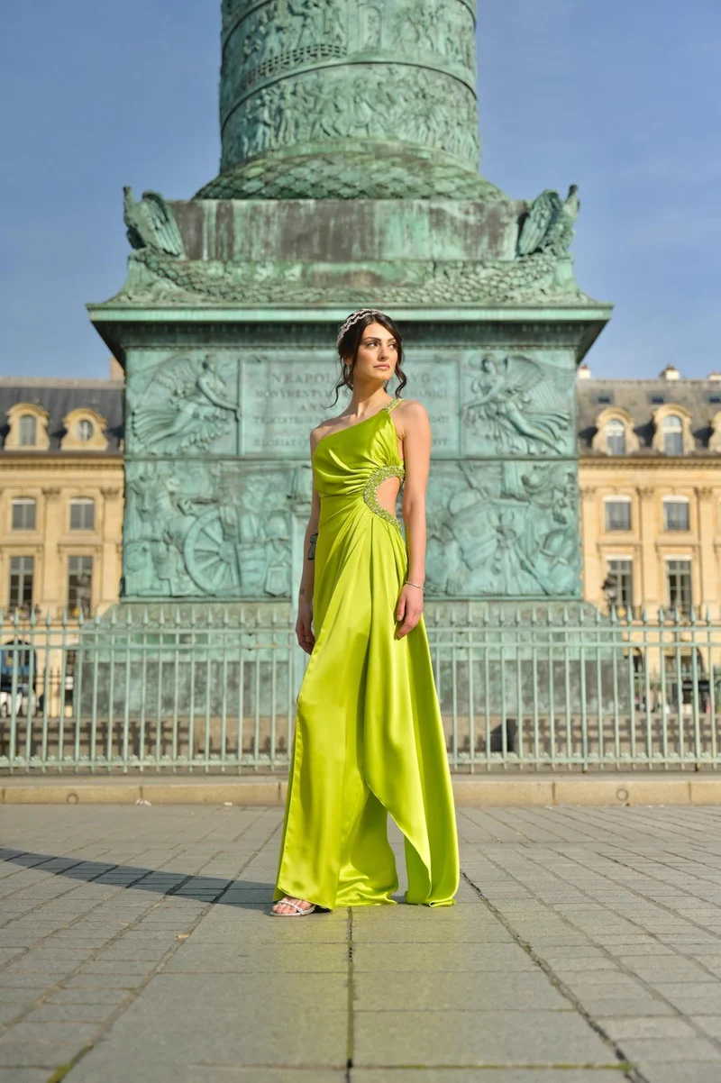 Vente robe Caroline vert anis