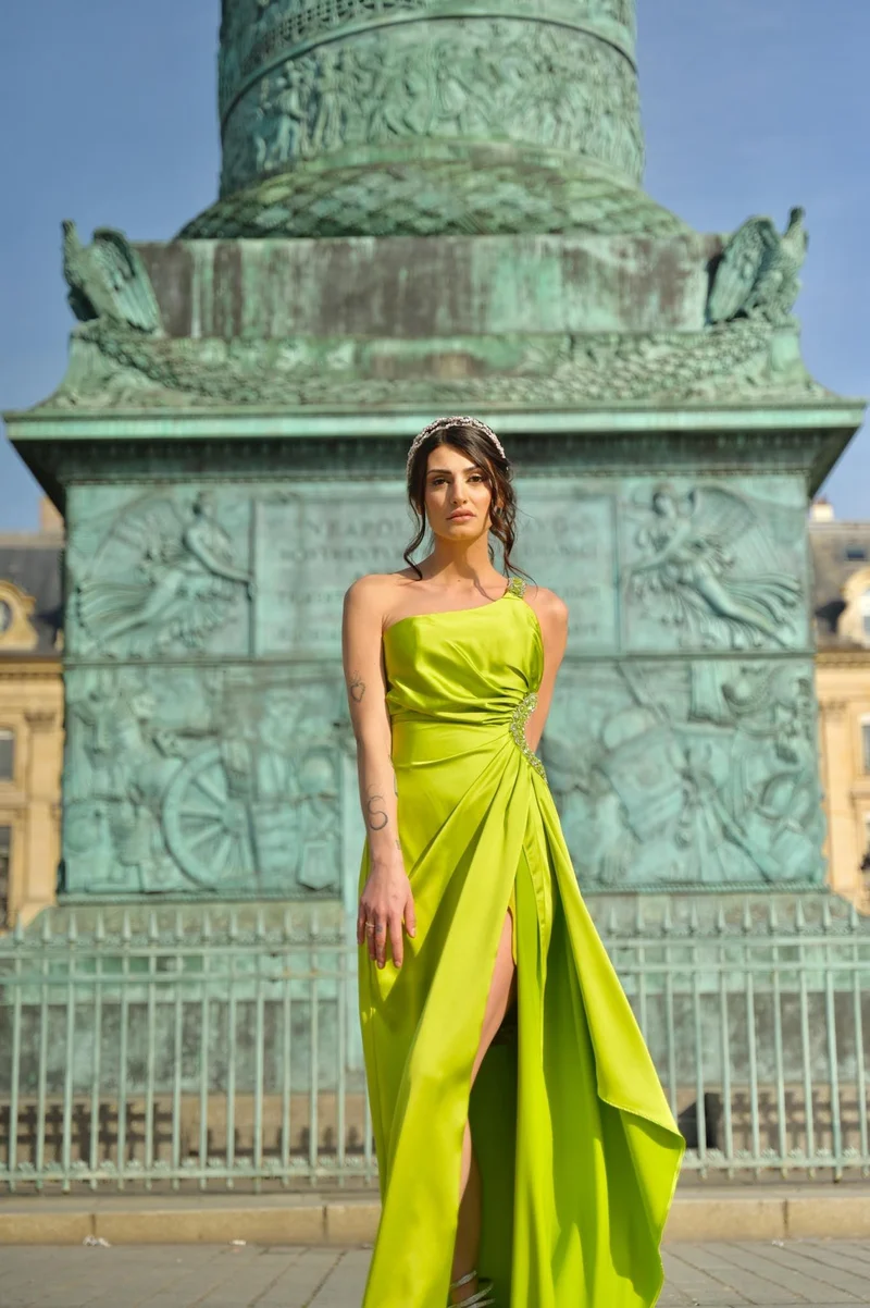 Vente robe Caroline vert anis