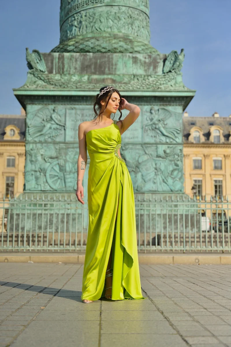 Vente robe Caroline vert anis