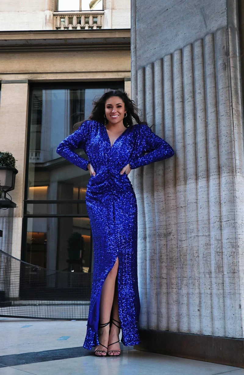 Vente Robe Eva sequins bleue
