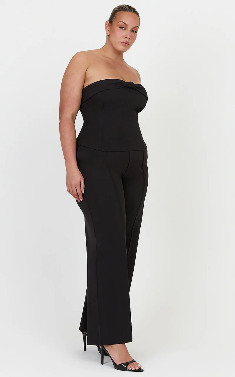 Rosalind Top - Strapless Knot Detail Corset Top in Black