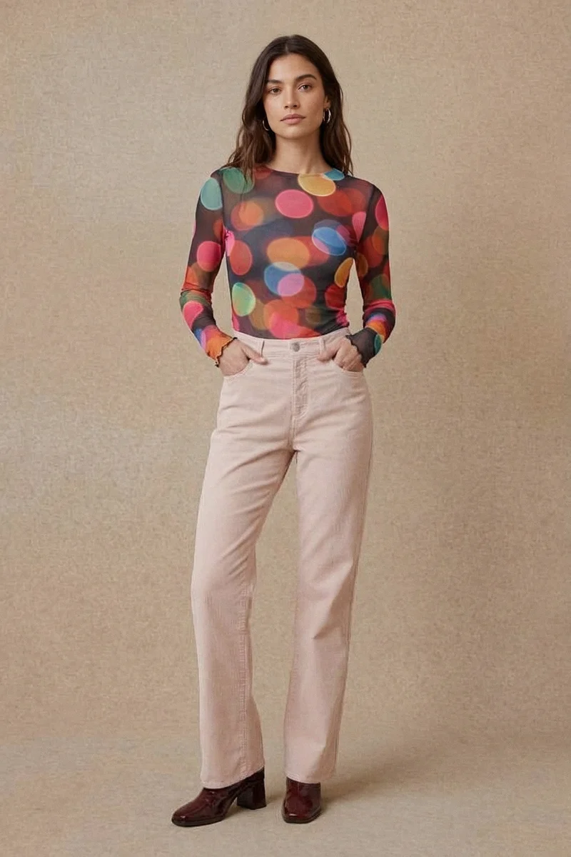 Pantalon Idéaliste en velours Rose Poudré