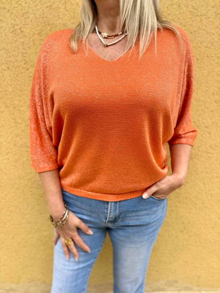 Pull brillant Sylvio orange