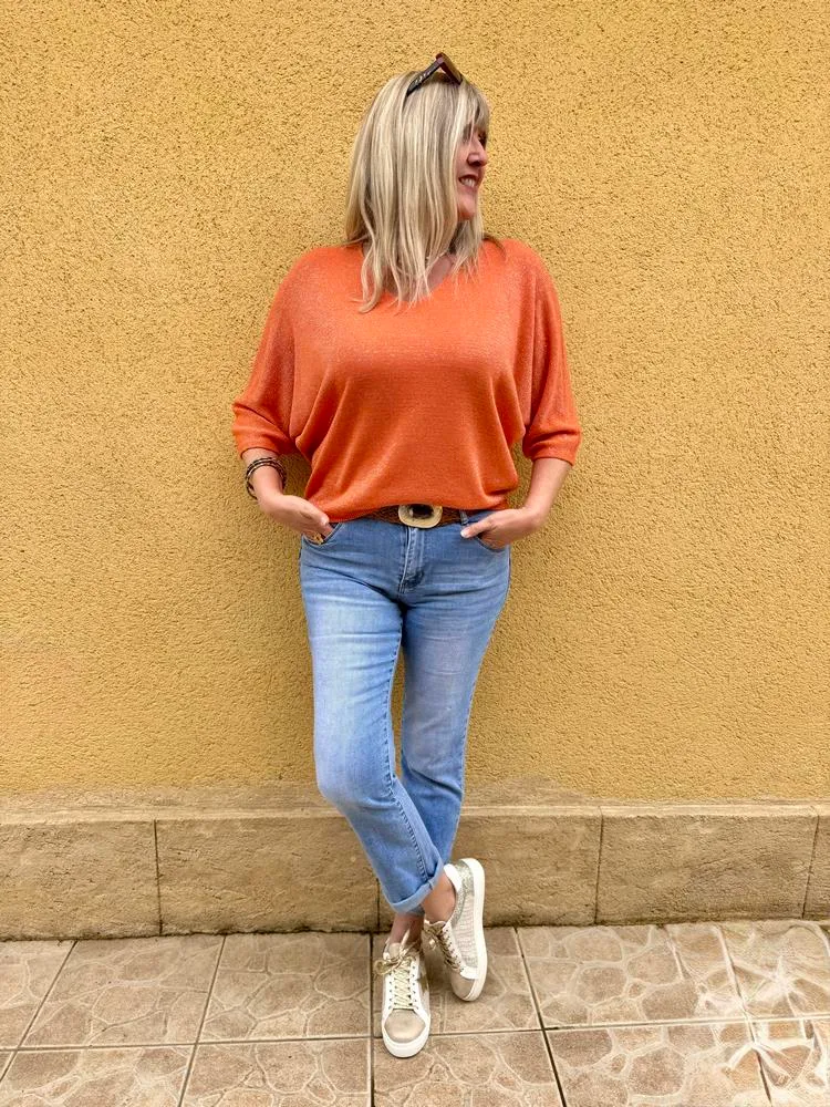 Pull brillant Sylvio orange