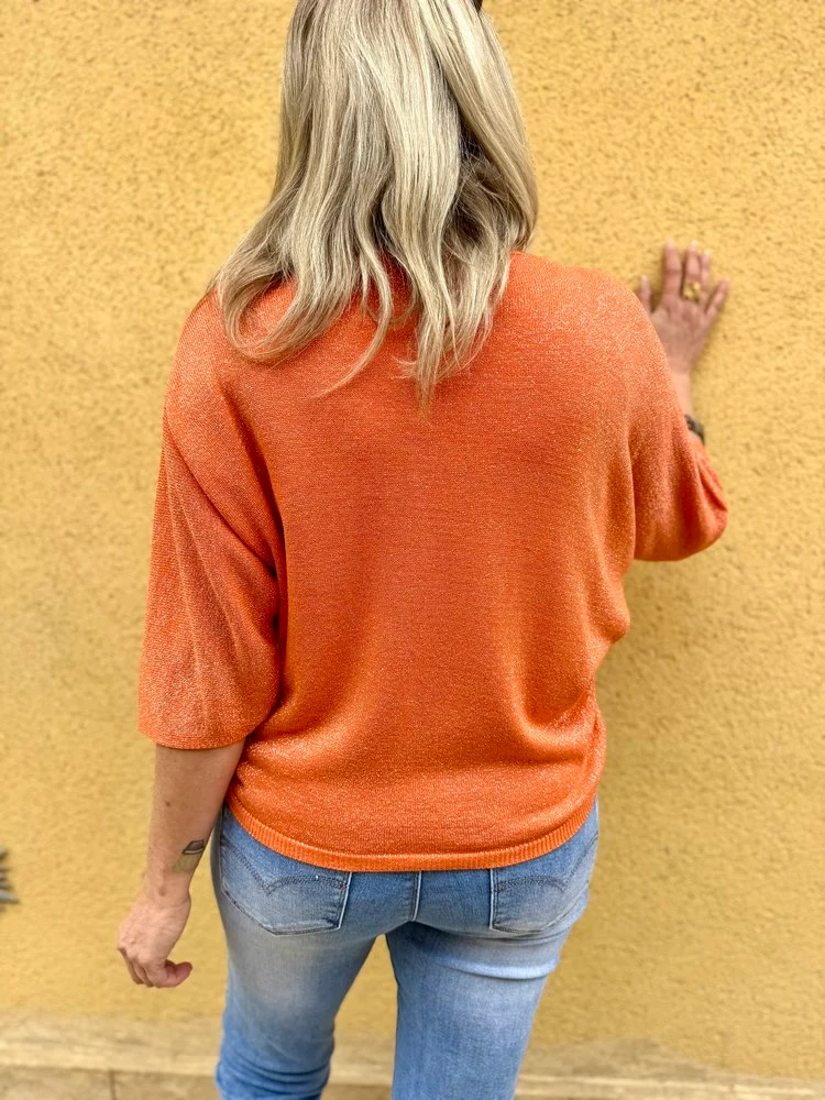 Pull brillant Sylvio orange