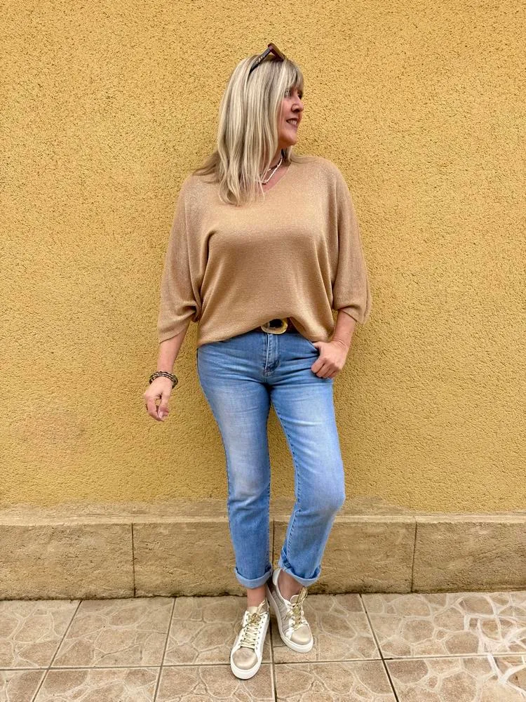 Pull brillant Sylvio camel