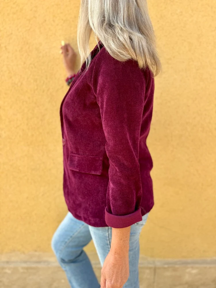 Veste tailleur en velours Sandra prune