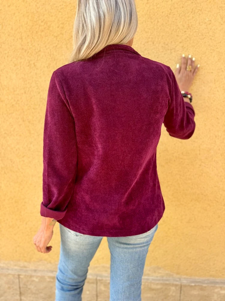 Veste tailleur en velours Sandra prune