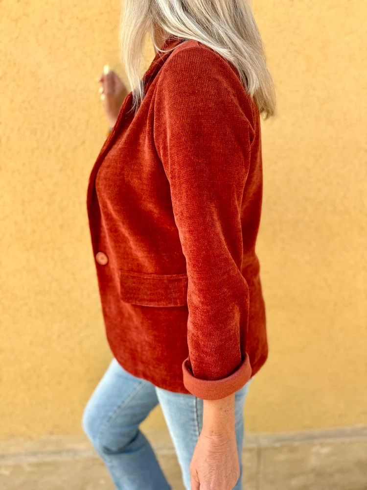 Veste tailleur en velours Sandra brique