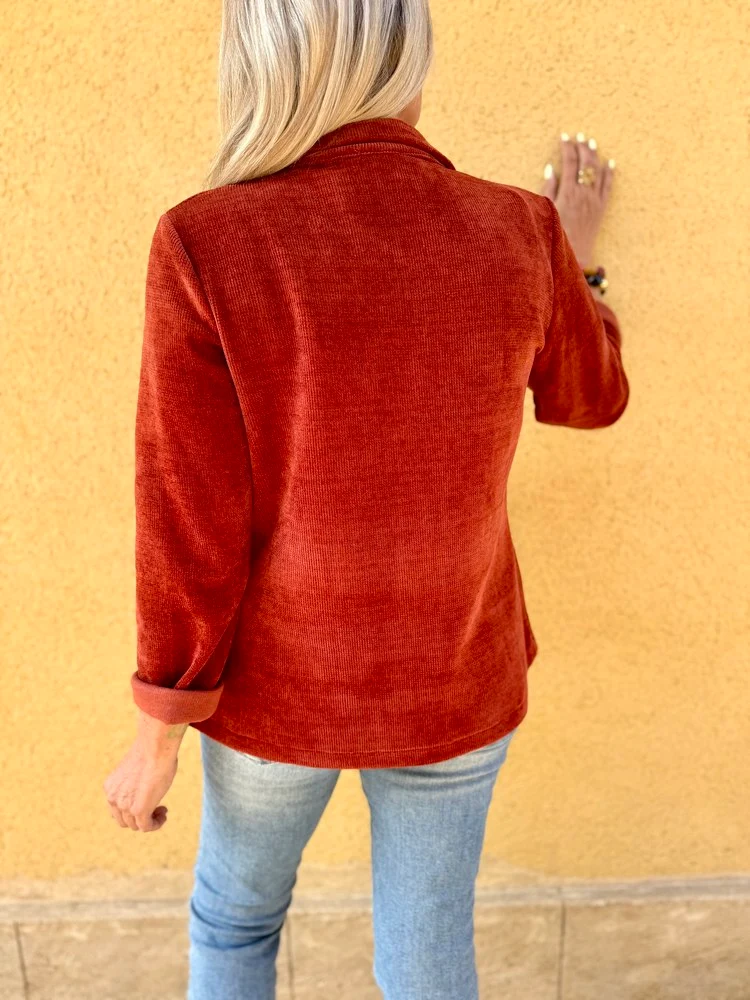 Veste tailleur en velours Sandra brique