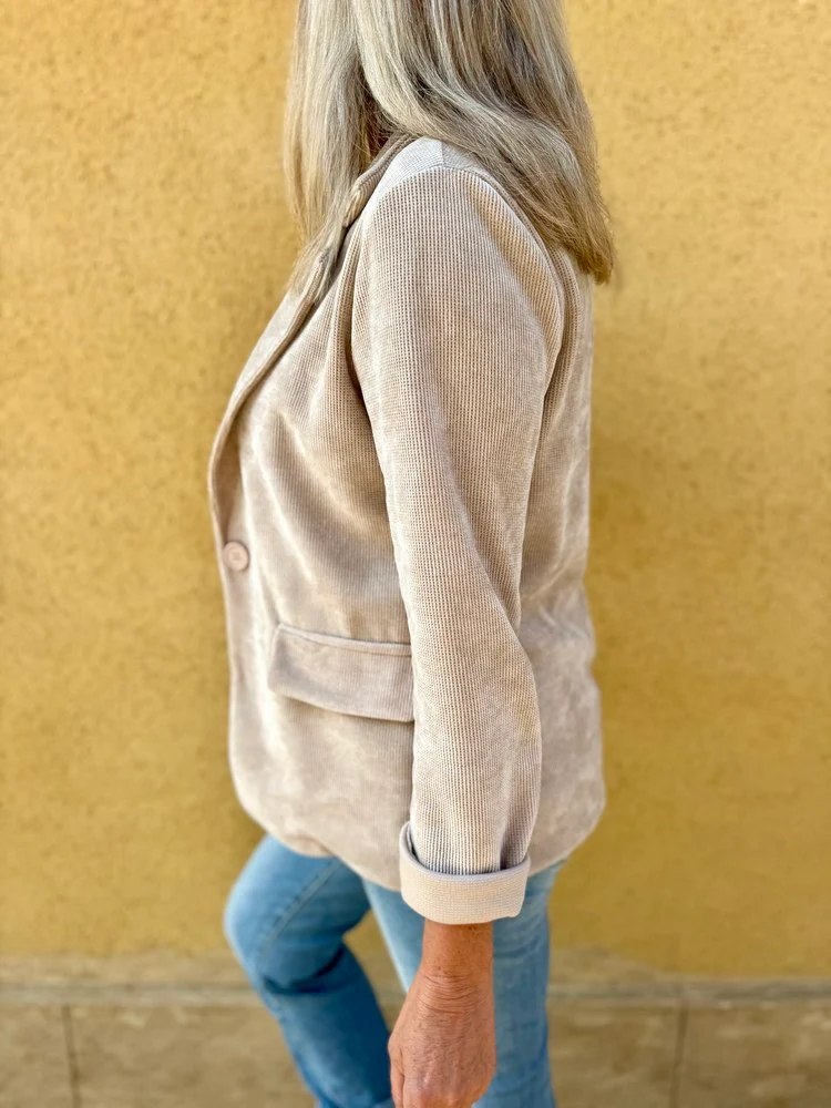 Veste tailleur en velours Sandra beige