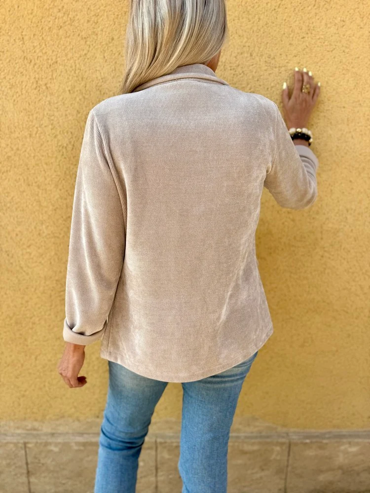 Veste tailleur en velours Sandra beige
