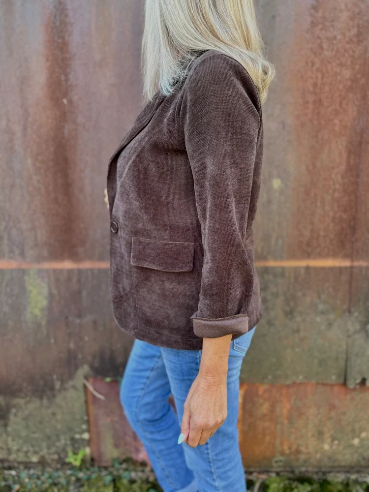 Veste tailleur en velours Sandra chocolat foncé