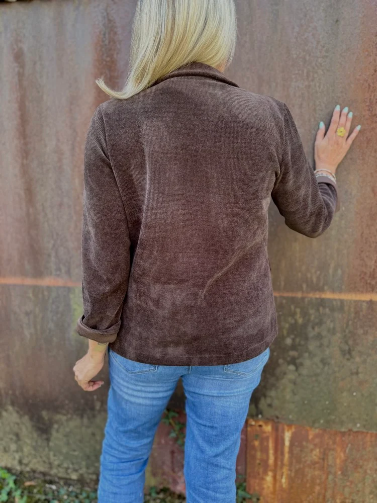 Veste tailleur en velours Sandra chocolat foncé