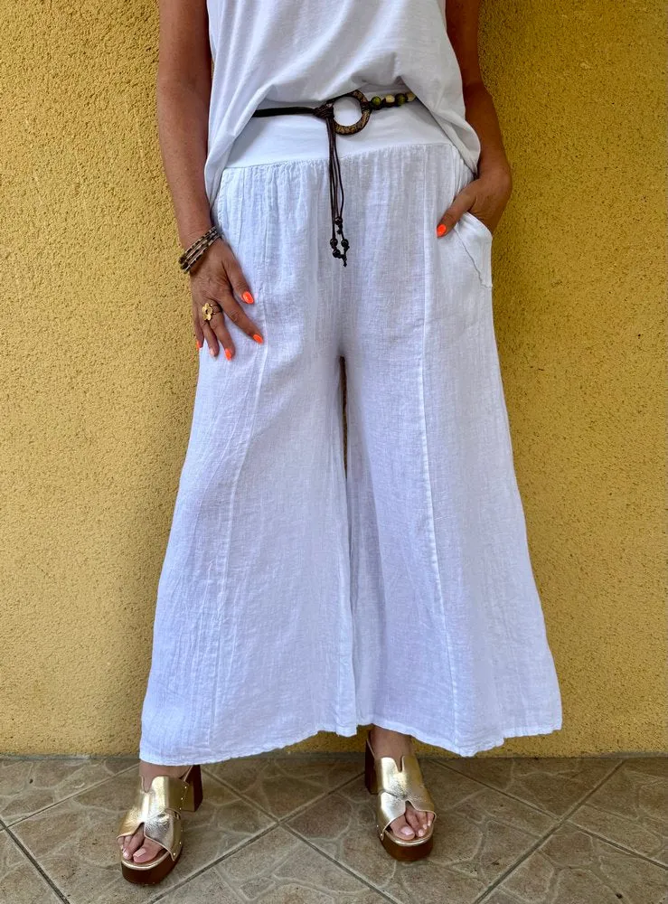 Pantalon ample en lin Félipo blanc