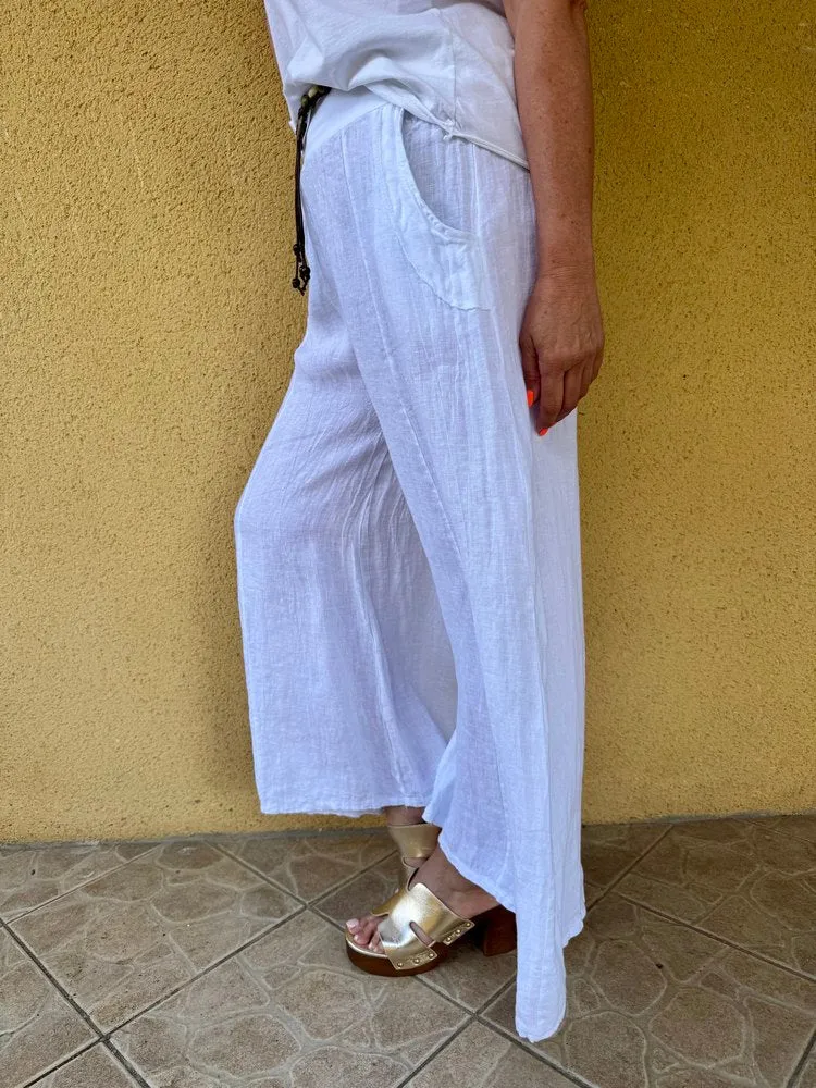 Pantalon ample en lin Félipo blanc