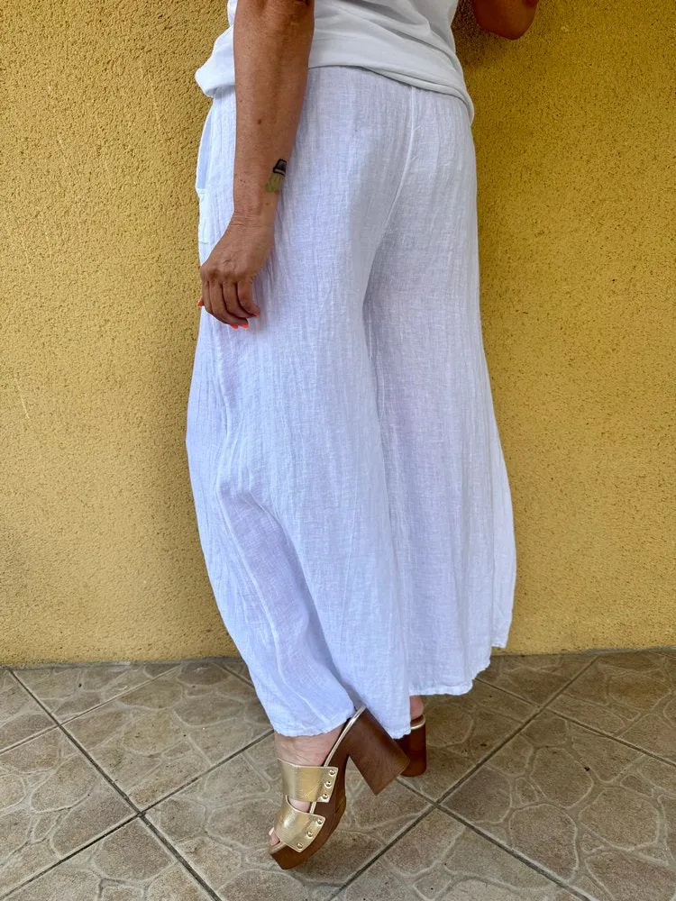 Pantalon ample en lin Félipo blanc